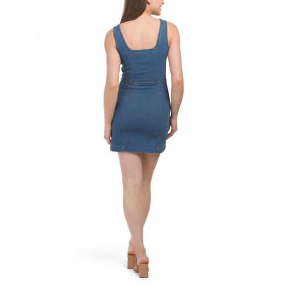 NWT BEBE Women's Sleeveless Front Zip Denim Mini Dress - Picture 4 of 6
